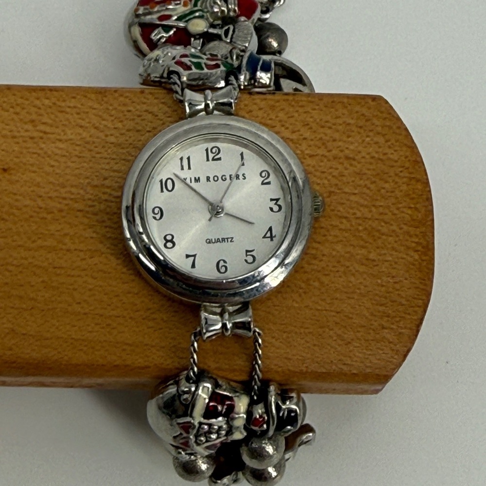 Kim Rogers Christmas Charm Bracelet Watch Santa Snowman Kitsch Holiday Y2K 25680